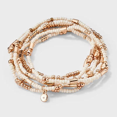 Heart Beaded Bracelet Set 7pc - Universal Thread™ Ivory: Pull-On Stretch Bracelets, Glass & Acrylic, Heart Shape, 2.2" Length 4 Heart Beaded Bracelet Set 7pc - Universal Thread™ Ivory: Pull-On Stretch Bracelets, Glass & Acrylic, Heart Shape, 2.2" Length - Image 4