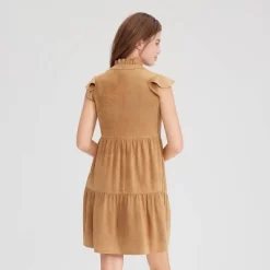 Women's Faux Suede Flutter Short Sleeve Mini Tunic Dress - Universal Thread™