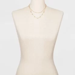 Paddle And Chain Layer Necklace - Universal Thread™ Gold