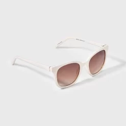Women's Shiny Plastic Square Sunglasses With Gradient Lenses - Universal Thread™ Ivory: Scratch-Resistant, UV Protection