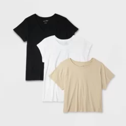 Women's 3pk Slim Fit Short Sleeve T-Shirt - Universal Thread™ White/Beige/Black 9 Women's 3pk Slim Fit Short Sleeve T-Shirt - Universal Thread™ White/Beige/Black -Universal Thread Shop GUEST 87139247 752b 4258 88e2 38b62f47d9e7