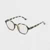 Women's Tortoise Print Shiny Plastic Round Blue Light Filtering Reading Glasses - Universal Thread™ Green