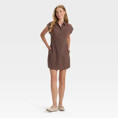 Women's Short Sleeve Mini Shirtdress - Universal Thread™ 2 Women's Short Sleeve Mini Shirtdress - Universal Thread™ - Image 2