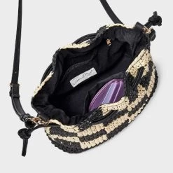 Straw Checker Drawstring Crossbody Bag - Universal Thread™ Black: Knit, Unstructured, Paper & Straw -Universal Thread Shop GUEST 8b0403f9 4fde 4639 a09b 51863b7c71ef