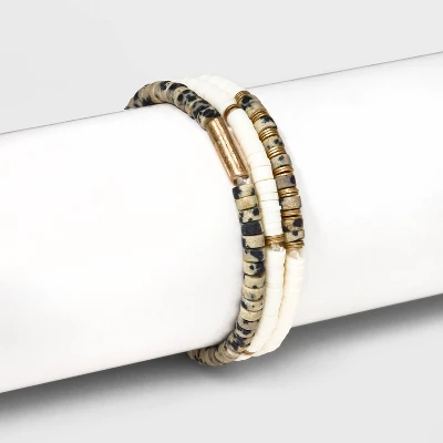 Semi-Precious Heishi Multi-Strand Bracelet Set 3pc - Universal Thread™ 1 Semi-Precious Heishi Multi-Strand Bracelet Set 3pc - Universal Thread™