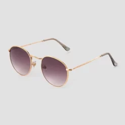 Women's Narrow Metal Round Sunglasses - Universal Thread™ Gold