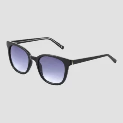 Women's Crystal Plastic Square Sunglasses - Universal Thread™ Black