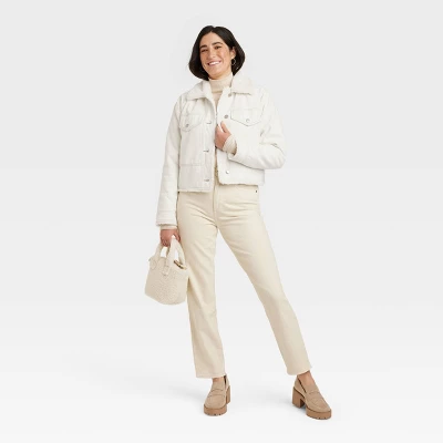 Women's Faux Fur Lined Trucker Jacket - Universal Thread™ Ivory 2 Women's Faux Fur Lined Trucker Jacket - Universal Thread™ Ivory - Image 2