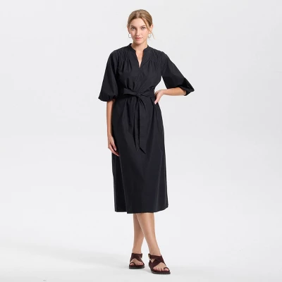 Women's Puff Elbow Sleeve Midi Shirtdress - Universal Thread™ 2 Women's Puff Elbow Sleeve Midi Shirtdress - Universal Thread™ - Image 2