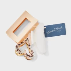Mixed Shape Heart Claw Hair Clip Set 3pc - Universal Thread™ Gold/White