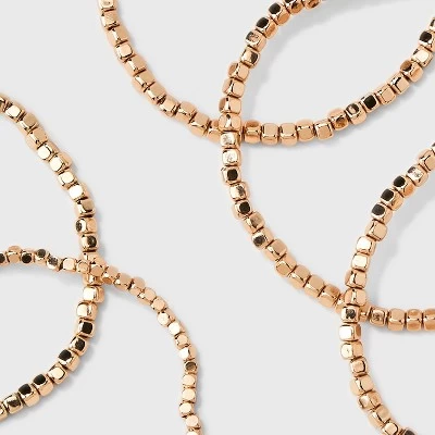 Beaded Stretch Bracelet Set 5pc - Universal Thread™ Gold 3 Beaded Stretch Bracelet Set 5pc - Universal Thread™ Gold - Image 3