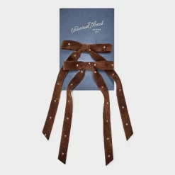 Stud Suede Bow Hair Clip Set 2pk - Universal Thread™ Brown
