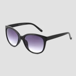 Women's Glossy Plastic Cateye Sunglasses - Universal Thread™ Black