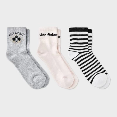 Women's Cushioned Striped 3pk Mid Crew Socks - Universal Thread™ 4-10 3 Women's Cushioned Striped 3pk Mid Crew Socks - Universal Thread™ 4-10 - Image 3