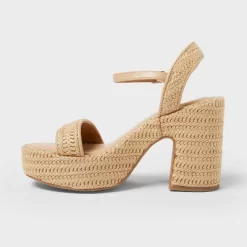 Women's Madeline Raffia Platform Sandal Heels With Memory Foam Insole - Universal Thread™