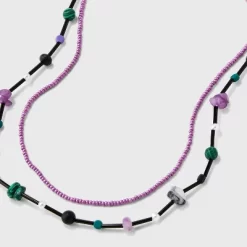 Semi-Precious Onyx Lepidolite Malachite Beaded Necklace Set 2pc - Universal Thread™ -Universal Thread Shop GUEST be335685 7daf 4850 807b b4bf8aa508aa