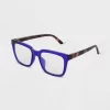 Women's Tortoise Print Gloss Plastic Square Blue Light Filtering Glasses - Universal Thread™ Blue