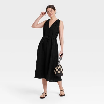 Women's Belted Gauze Midi A-Line Dress - Universal Thread™ 2 Women's Belted Gauze Midi A-Line Dress - Universal Thread™ - Image 2