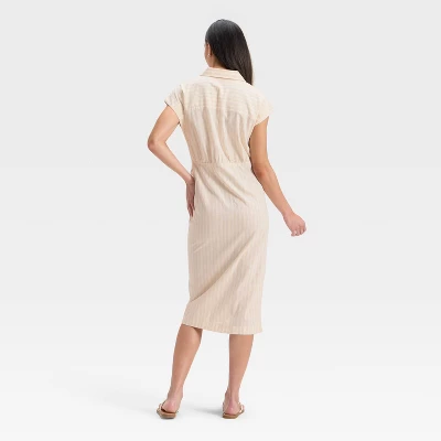 Women's Short Sleeve Wrap Waist Midi Shirtdress - Universal Thread™ 1 Women's Short Sleeve Wrap Waist Midi Shirtdress - Universal Thread™