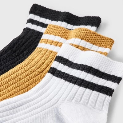 Women's Varsity Striped Ribbed 3pk Ankle Socks - Universal Thread™ 4-10 2 Women's Varsity Striped Ribbed 3pk Ankle Socks - Universal Thread™ 4-10 - Image 2