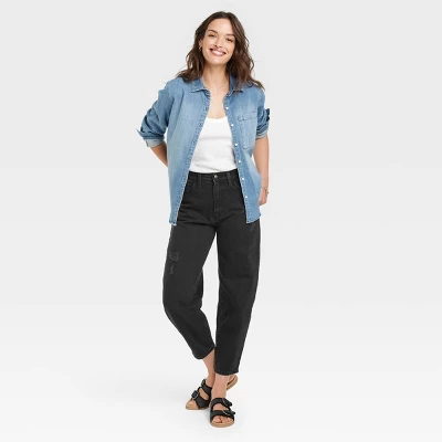 Women's High-Rise Balloon Jeans - Universal Thread™ Black 2 Women's High-Rise Balloon Jeans - Universal Thread™ Black - Image 2