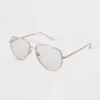 Women's Metal Aviator Blue Light Filtering Reading Glasses - Universal Thread™ Gold