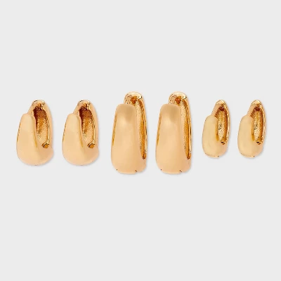 Huggie Hoop Earring Set 3pc - Universal Thread™ Gold 3 Huggie Hoop Earring Set 3pc - Universal Thread™ Gold - Image 3