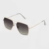 Women's Satin Metal Aviator Sunglasses With Gradient Lenses - Universal Thread™ Metallic Gold