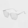 Women's Crystal Plastic Square Blue Light Filtering Reading Glasses - Universal Thread™ Clear