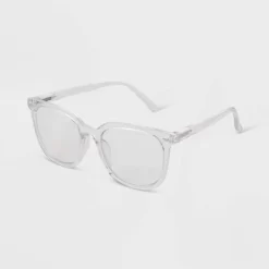 Women's Crystal Plastic Square Blue Light Filtering Reading Glasses - Universal Thread™ Clear