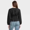 Women's Puff Long Sleeve Tie-Front Blouse - Universal Thread™
