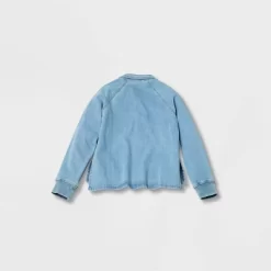 Women's Adaptive Long Sleeve Button-Down Denim Shirt - Universal Thread™ Medium Wash