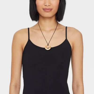 Cord With Puffy Open Circle Pendant Necklace - Universal Thread™ Gold: Lobster Claw Clasp, 18" Length, Recycled Zinc 1 Cord With Puffy Open Circle Pendant Necklace - Universal Thread™ Gold: Lobster Claw Clasp, 18" Length, Recycled Zinc