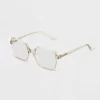Women's Shiny Plastic Square Blue Light Filtering Glasses - Universal Thread™ Green