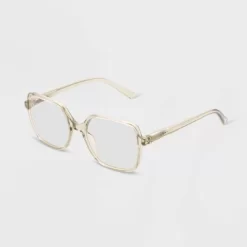 Women's Shiny Plastic Square Blue Light Filtering Glasses - Universal Thread™ Green