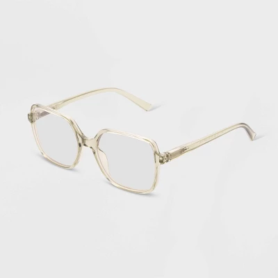 Women's Shiny Plastic Square Blue Light Filtering Glasses - Universal Thread™ Green 1 Women's Shiny Plastic Square Blue Light Filtering Glasses - Universal Thread™ Green