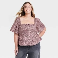 Women's Flutter Short Sleeve Corset Blouse - Universal Thread™ -Universal Thread Shop GUEST ee761470 ab14 4682 8e3d a1391a23dc5f