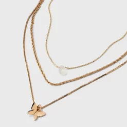 Ball And Snake Chain With Butterfly Charm Multi-Strand Necklace Set 3pc - Universal Thread™ Gold -Universal Thread Shop GUEST ee7a3568 d065 4b6f a0ee df824b42e9ed
