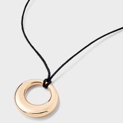 Cord With Puffy Open Circle Pendant Necklace - Universal Thread™ Gold: Lobster Claw Clasp, 18" Length, Recycled Zinc 4 Cord With Puffy Open Circle Pendant Necklace - Universal Thread™ Gold: Lobster Claw Clasp, 18" Length, Recycled Zinc - Image 4