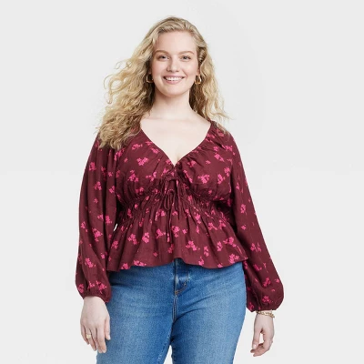 Women's Puff Long Sleeve Tie-Front Blouse - Universal Thread™ 5 Women's Puff Long Sleeve Tie-Front Blouse - Universal Thread™ - Image 5