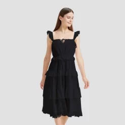 Women's Ruffle Sleeve Tiered Midi A-Line Dress - Universal Thread™