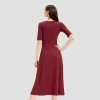 Women's Elbow Sleeve Knit Midi A-Line Dress - Universal Thread™ Red