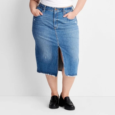 Women's High-Rise Denim Midi Skirt - Universal Thread™ 5 Women's High-Rise Denim Midi Skirt - Universal Thread™ - Image 5