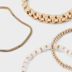 Mixed Bead And Chain Semi-Precious Rose Quartz Bracelet Set 4pc - Universal Thread™ Light Pink: Iron, Acrylic, Zinc Alloy -Universal Thread Shop GUEST fcb61fe9 e8af 405f 9b43 ff6ee633809e